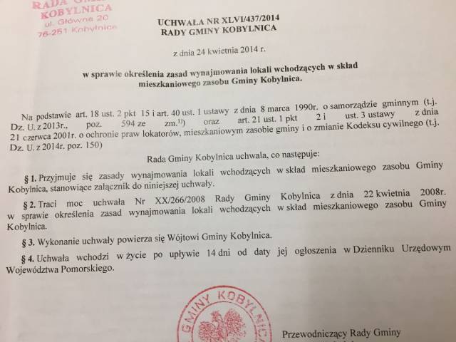 Uchwała nr XLVI4372014 Rady Gminy Kobylnica